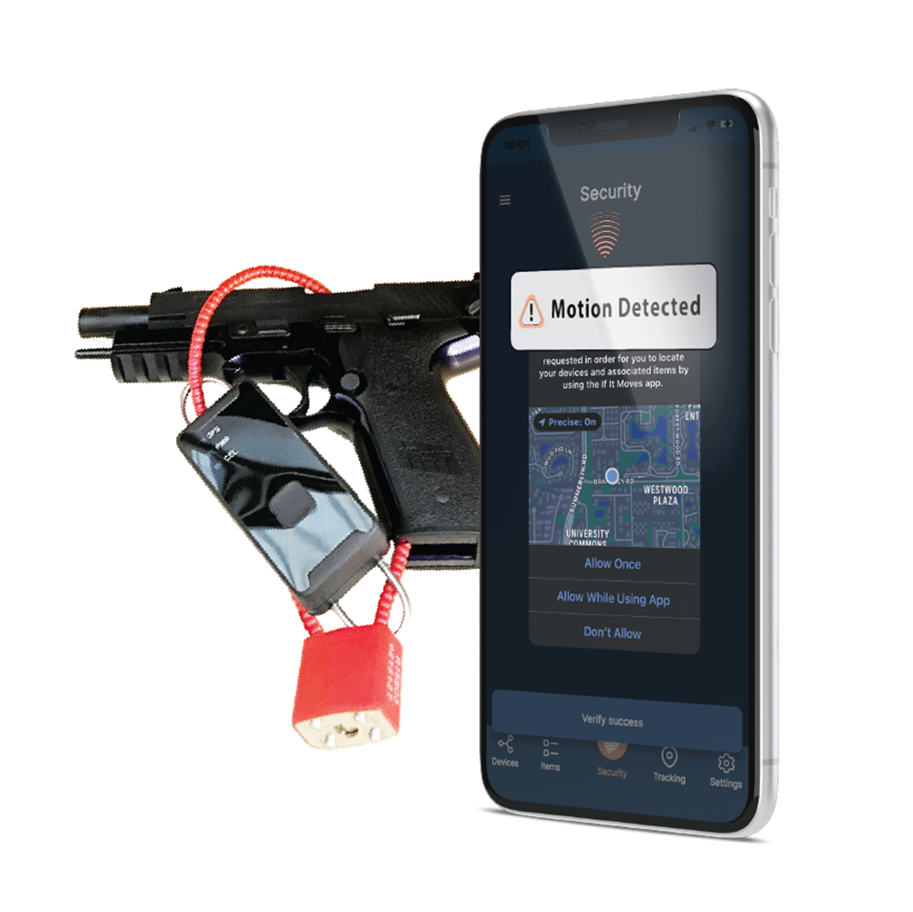 gun alert lock on tracker with motion alerts